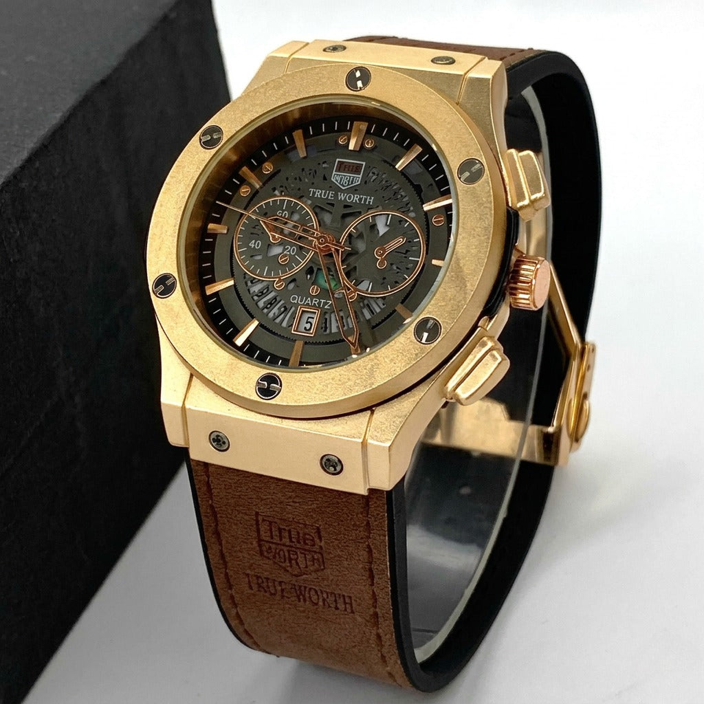 TRUE WROTH - Leather Strap - Men's Watch - H-0004