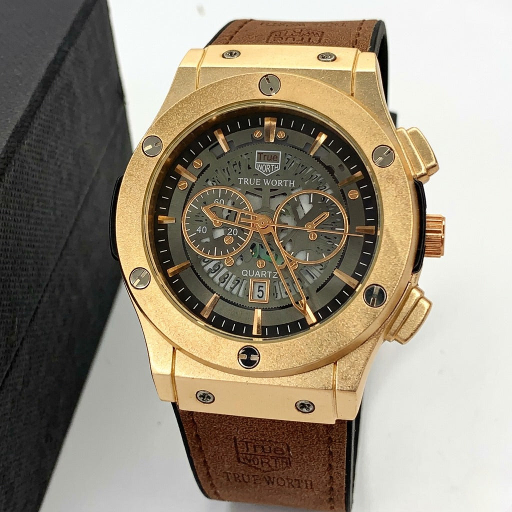 TRUE WROTH - Leather Strap - Men's Watch - H-0004